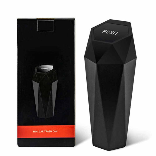 Mini Car Trash Can Bin Push with Lid Car Portable Garbage Can Car Accessories