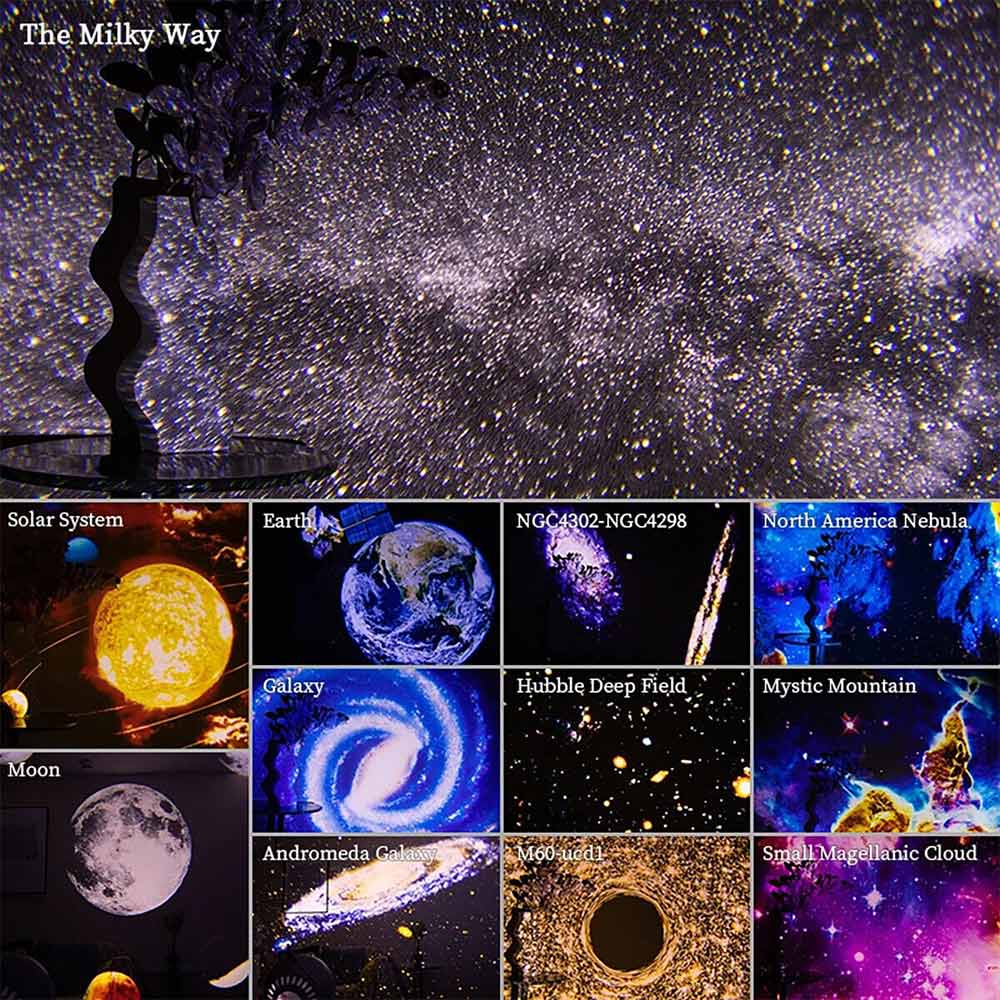 12in1 Planetarium Galaxy Starry Sky Projector Night Light Rotating Star LED Lamp