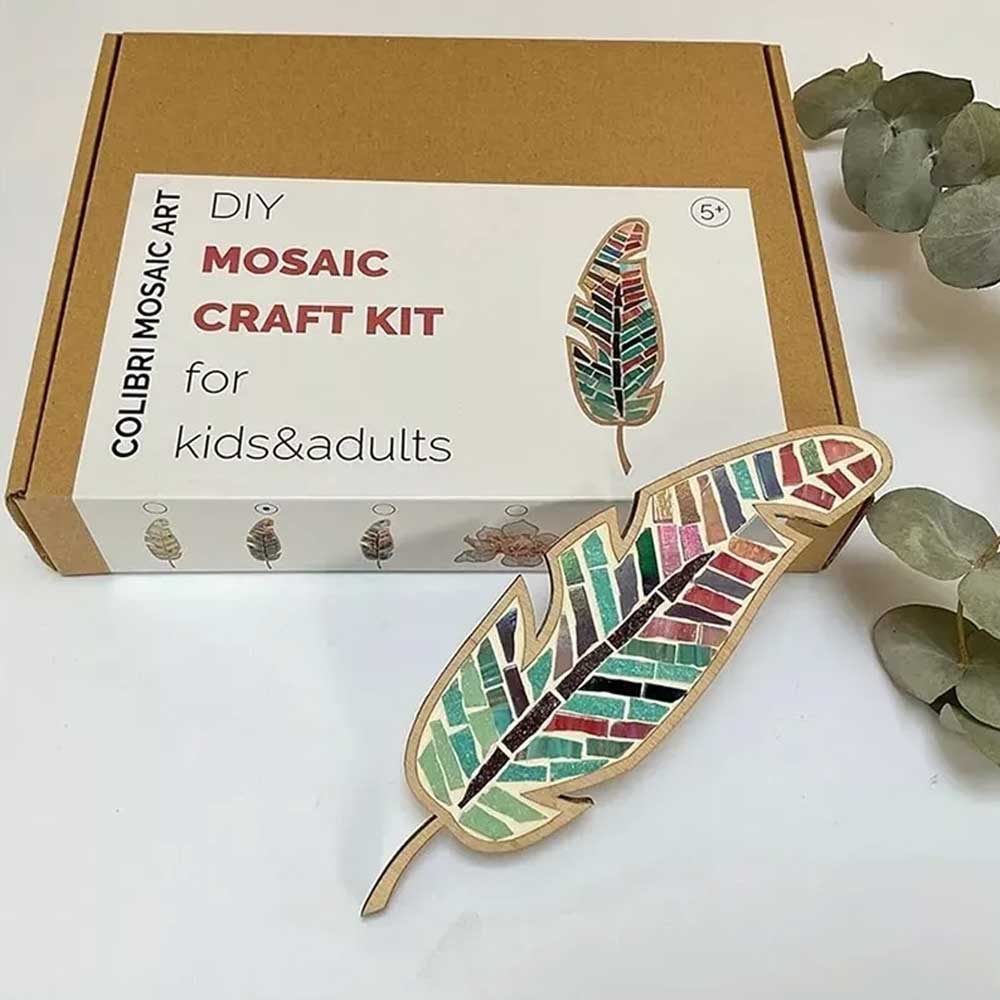 Stained Glass Mosaic Feather Art Crafts Making Kit DIY Mosaic Craft Kit for Kids & Adults