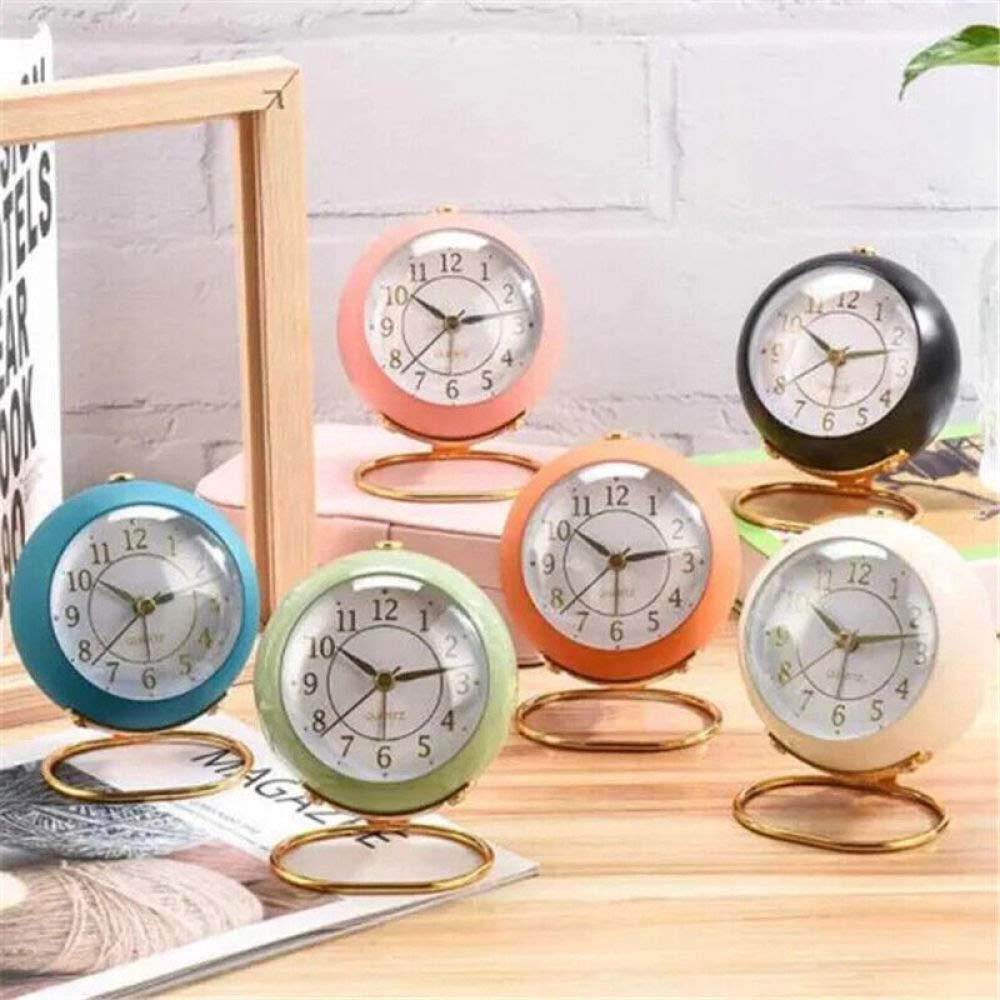 Retro Silent Alarm Clocks Cute Bedside Desktop Alarm Clocks with Night Light