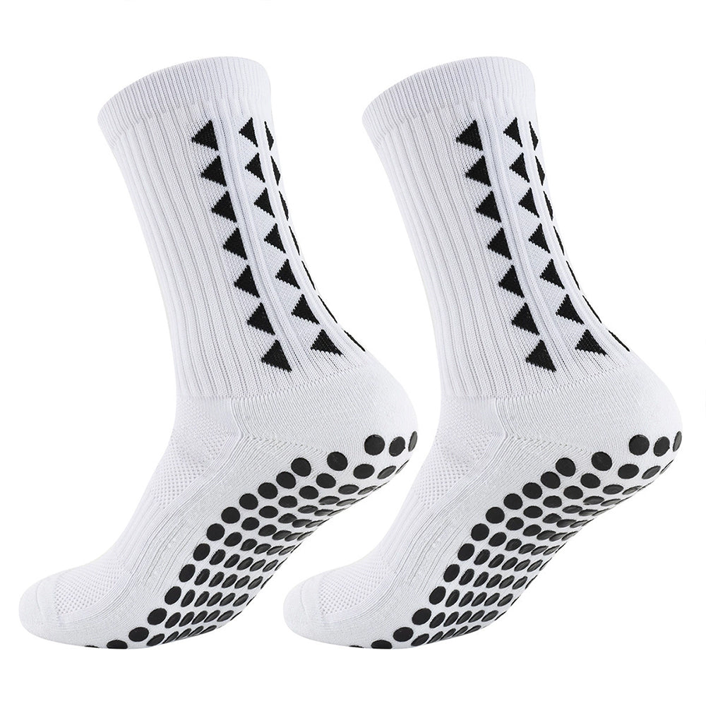 4-Pair White Non-Slip Grip Socks | Football Rugby Training Sports Socks for Men & Women