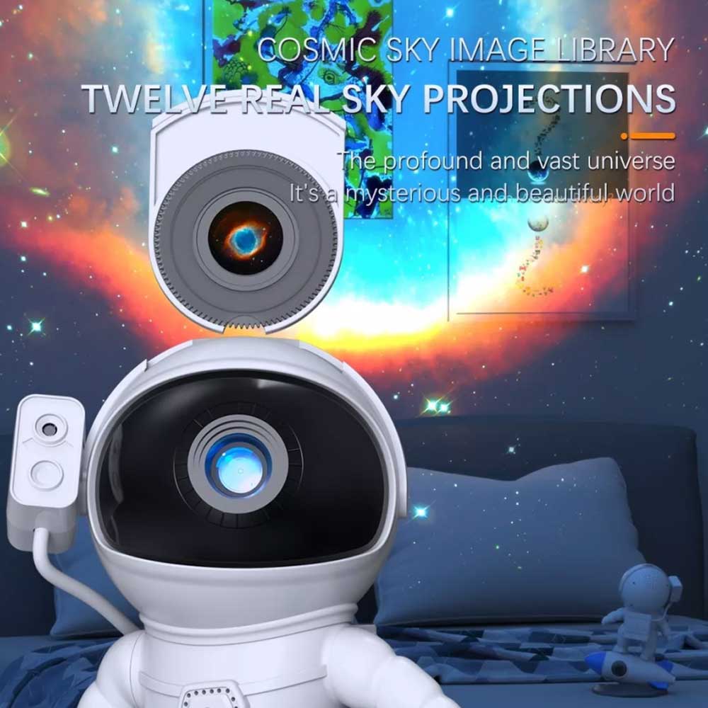 Rocket Astronaut Projection Light, Star Sky Galaxy Projector, 12 Galaxies Films