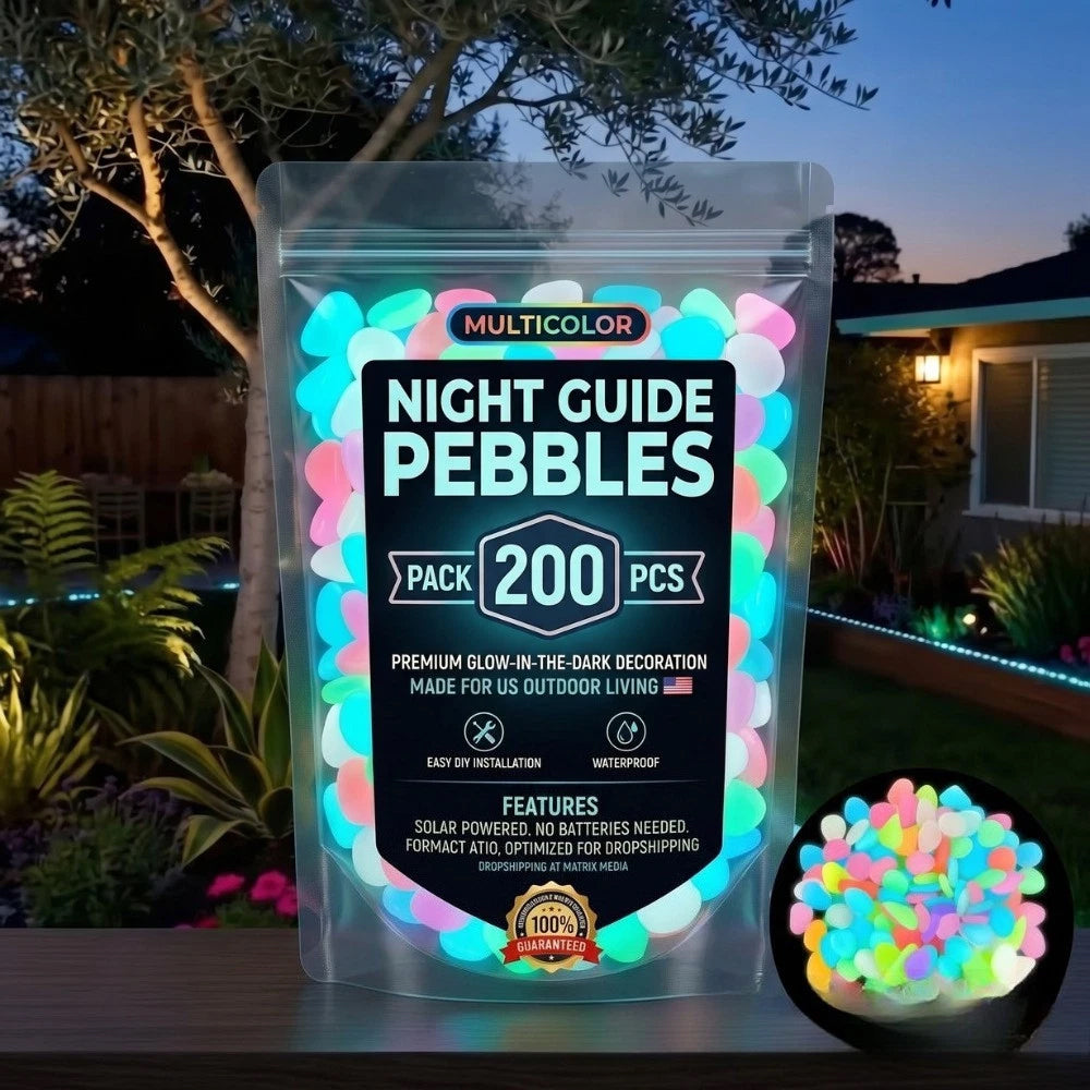 200Pcs Glow Pebbles – Luminous Garden Stones for Outdoor Decor & Pathways