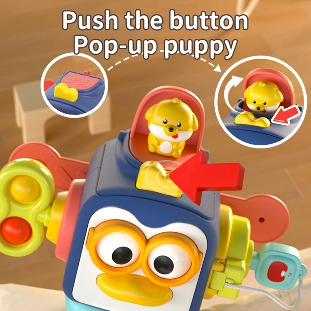 Penguin Busy Cube – Montessori Sensory Toy for Early Learning & Travel Play