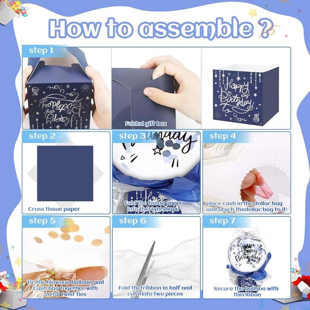 Money Pull Box,Funny Pull Money Balloon Gift Box Happy Birthday Surprise Set