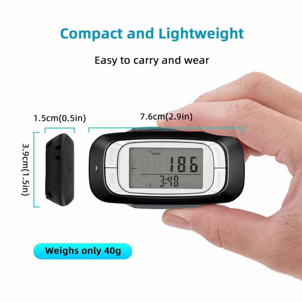 3D Sensor LCD Pedometer Step Walking Distance Calorie Counter Pedometer Clip on for Jogging Running