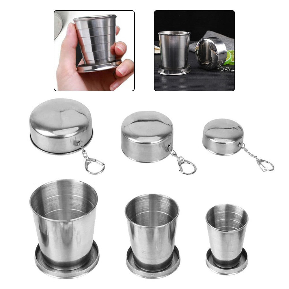 304 Stainless Folding Cup – Telescopic Mug for Campers & Hikers, Portable