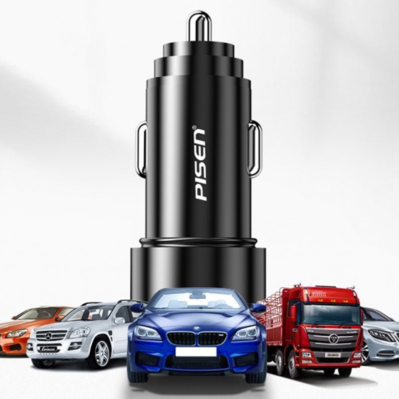 PISEN Metal PD + QC Fast car charger 36W (Black) 5 Pcs 26% off