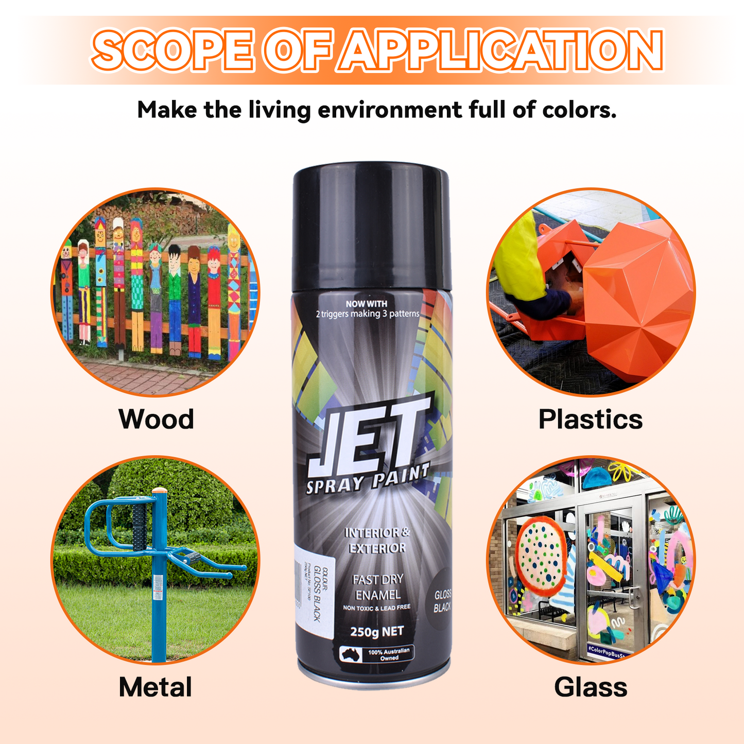 12PK 250g Spray Paint Can For Interior and Exterior 26 colours Fast Dry