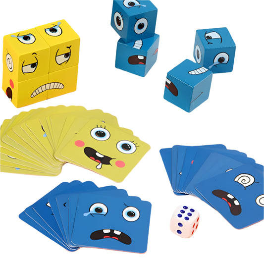 Face Changing Puzzle Building Cubes Interaction Toy Wooden Geometric Iron Boxed
