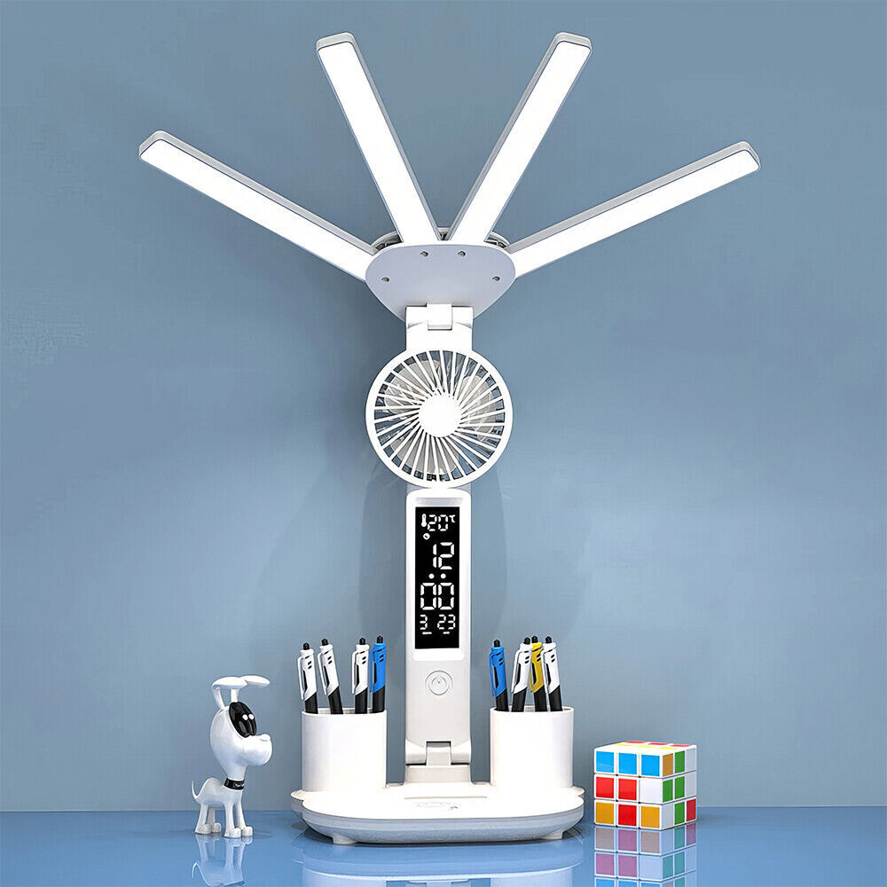 4 IN 1 LED Desk Lamp with Fan Dimmable Reading Lamp Reading Table Night Light
