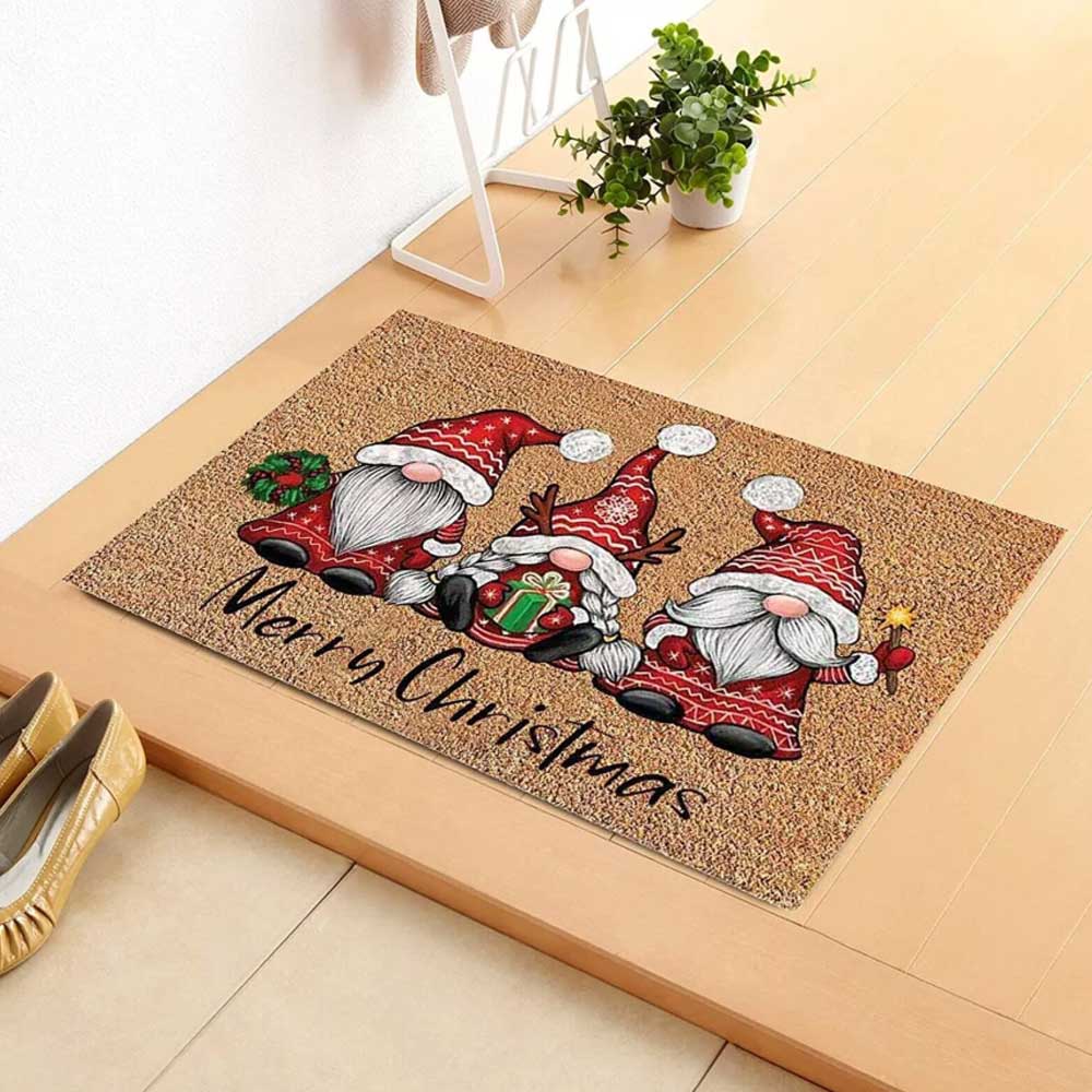 Non Slip Flannel Carpet Merry Christmas Door Mat Floor Rug Xmas Home Decoration