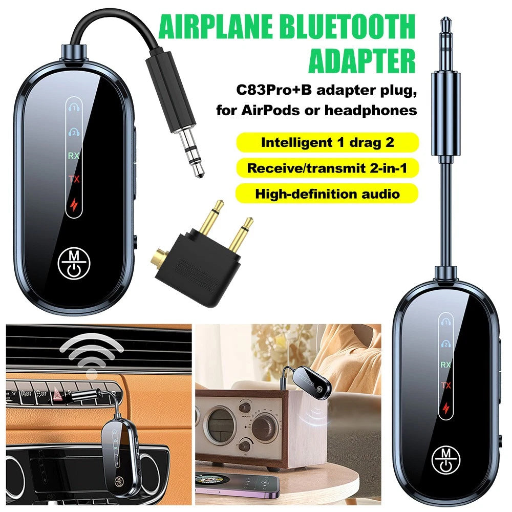 Airplane Bluetooth Transmitter for AirPods - Wireless Audio Adapter for Headphones