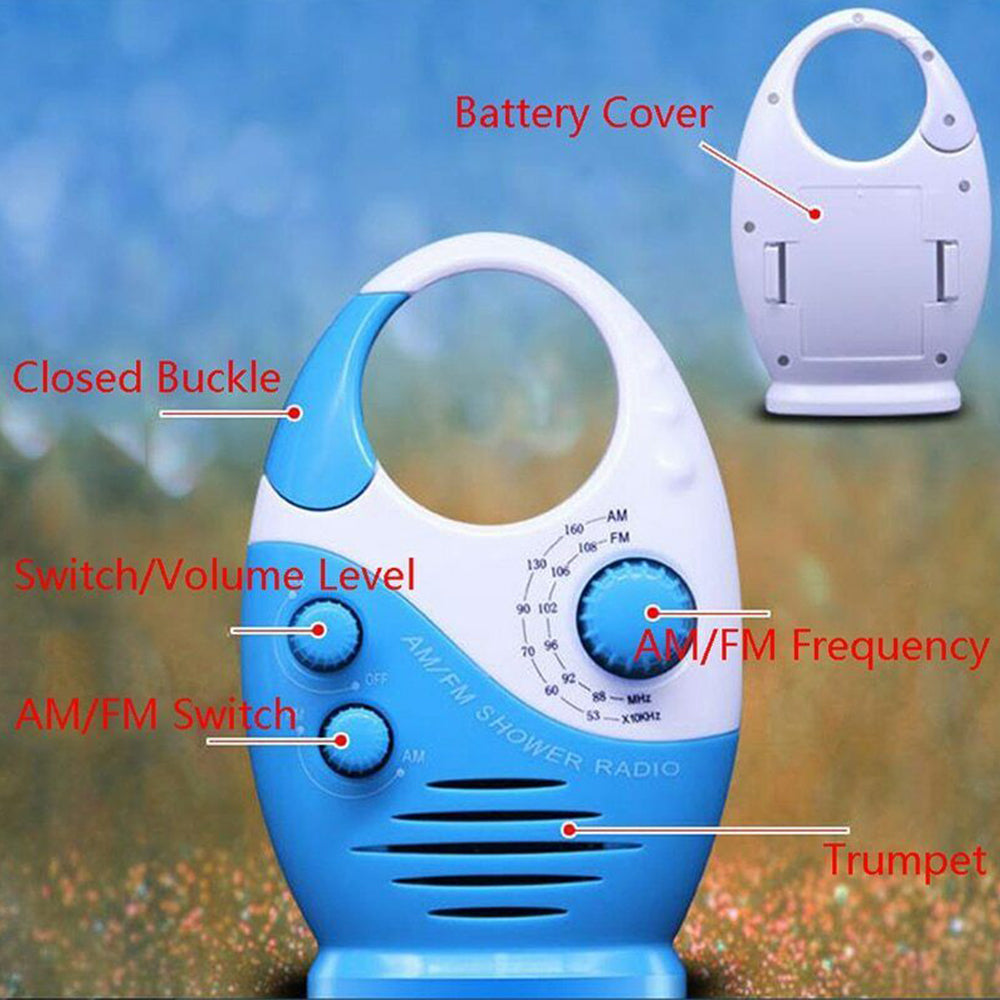 Waterproof Portable FM AM Radio Shower Music Hanging Radio Suit Bathroom Bath