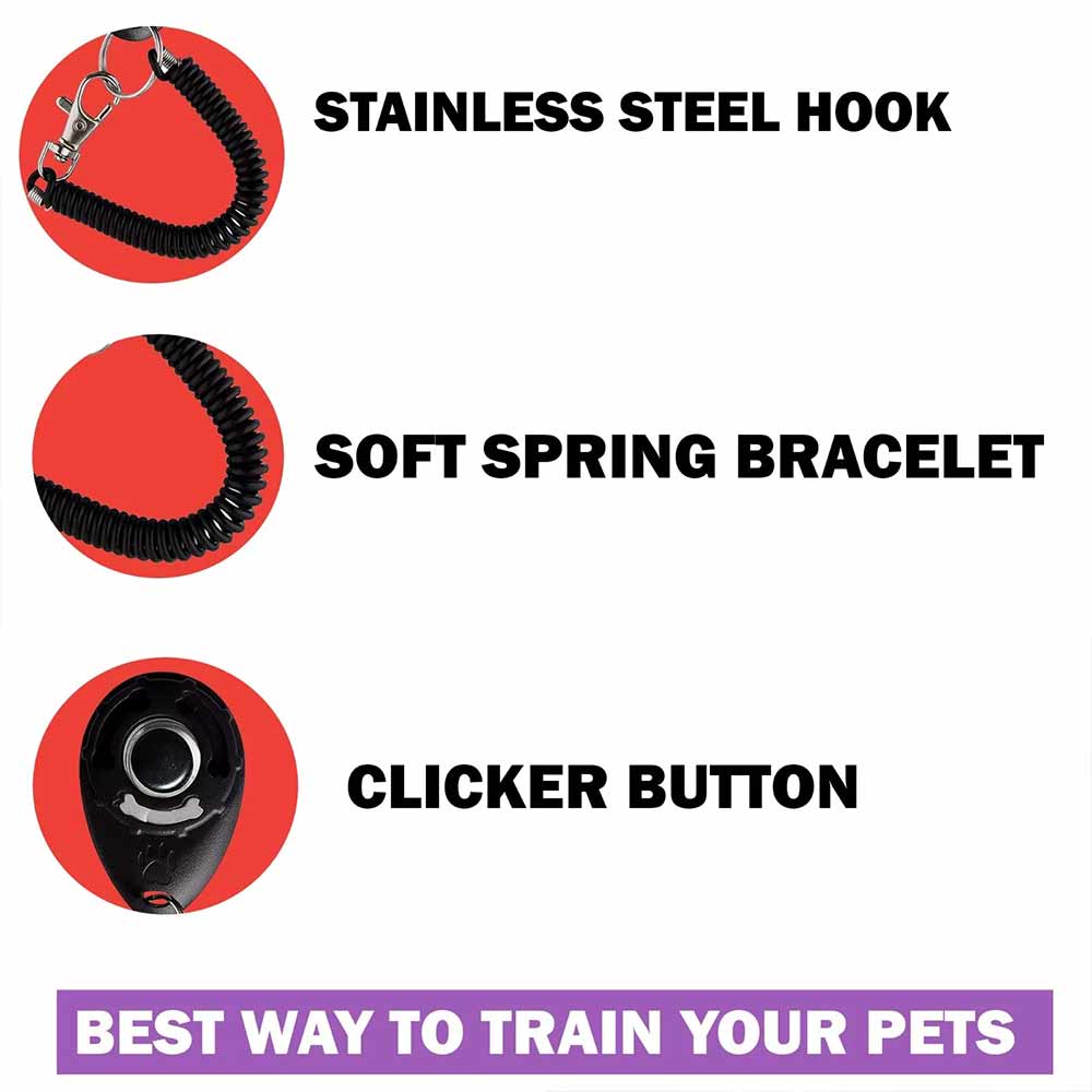 2PCS DOG PUPPY SCHOOL CLICKER Professional TRAINING AID Black Pet Trainer