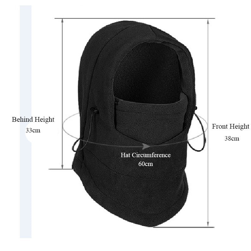 Winter Ski Warm Hood – Outdoor Double Layer Thick Fleece Windproof Cap