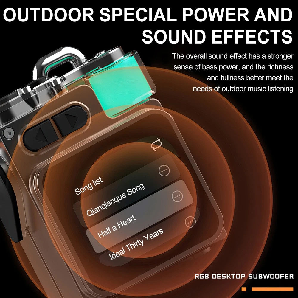 Outdoor Wireless Bluetooth Mini Speaker - Alarm Clock, RGB Lamp & App Control