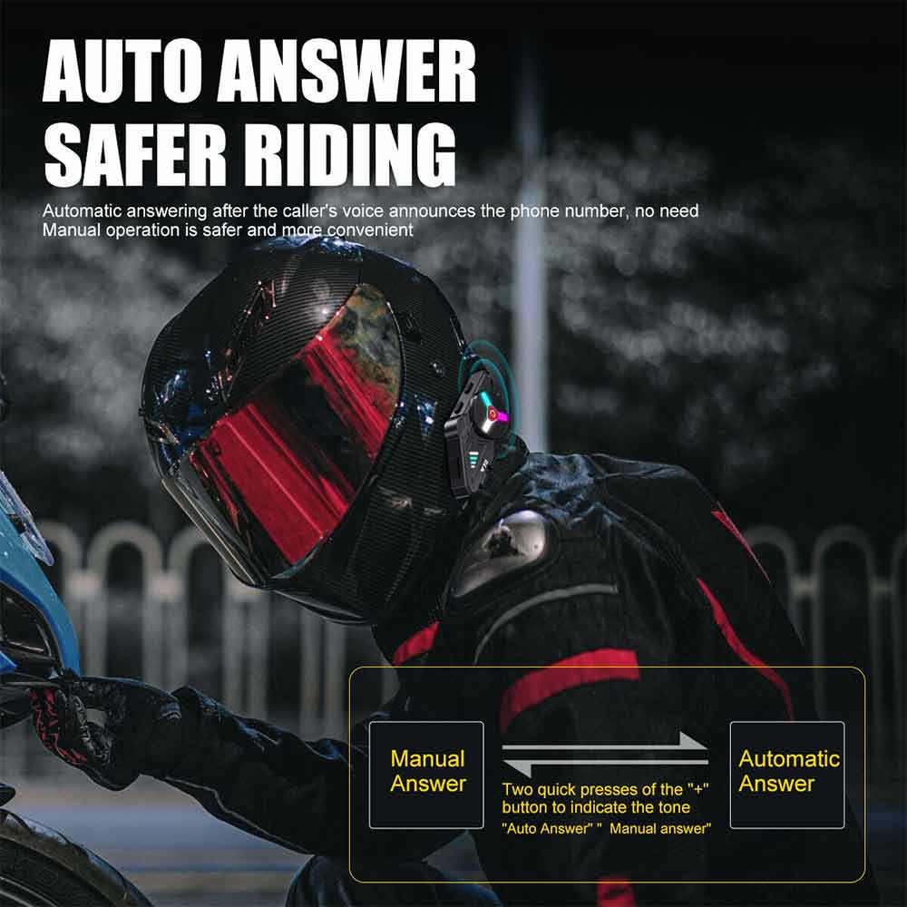 LED Bluetooth Motorcycle Helmet Headset Speaker Wireless Motorbike Headphone