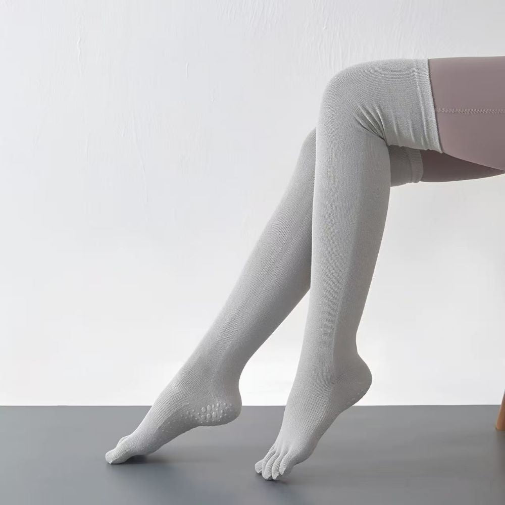 Non-Slip Toe Split Yoga Socks – Women's Over-the-Knee Fitness & Pilates Socks