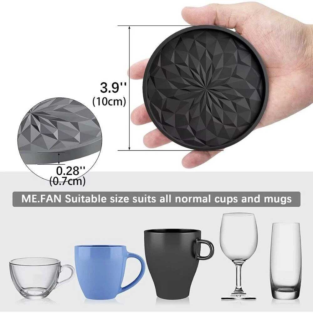 6PCS Silicone Non-Slip Coasters Set - Heat-Resistant Cup Mats for Table & Glasses