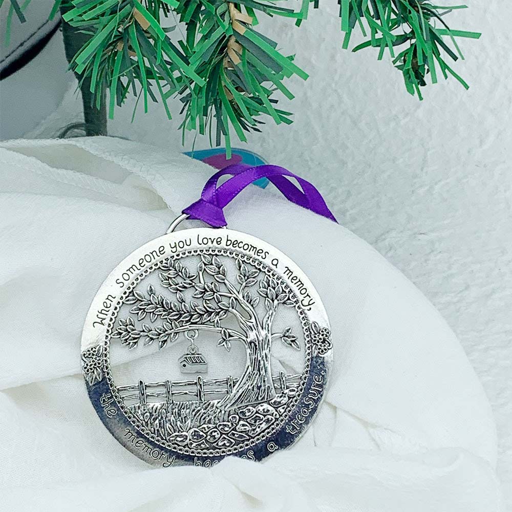 Memory Wall Tree Keepsake - Hanging Metal Sign Plaque Ornament for Loved Ones