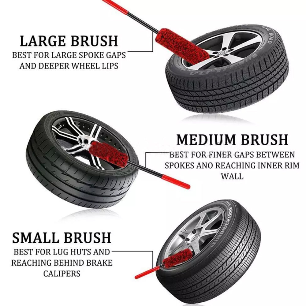 3pcs  Car Tyre Rim Cleaner Car Wheel Rim Cleaning Brush Tyre Brush Wash Car Clean Tool