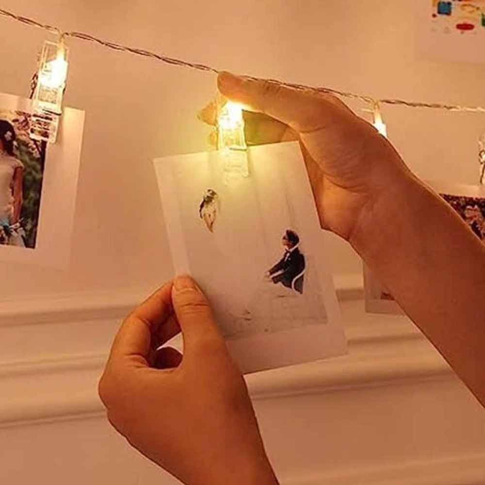 LED Photo Clip String Lights – 40 Clips, 6m, Battery Powered Picture Hanger Light