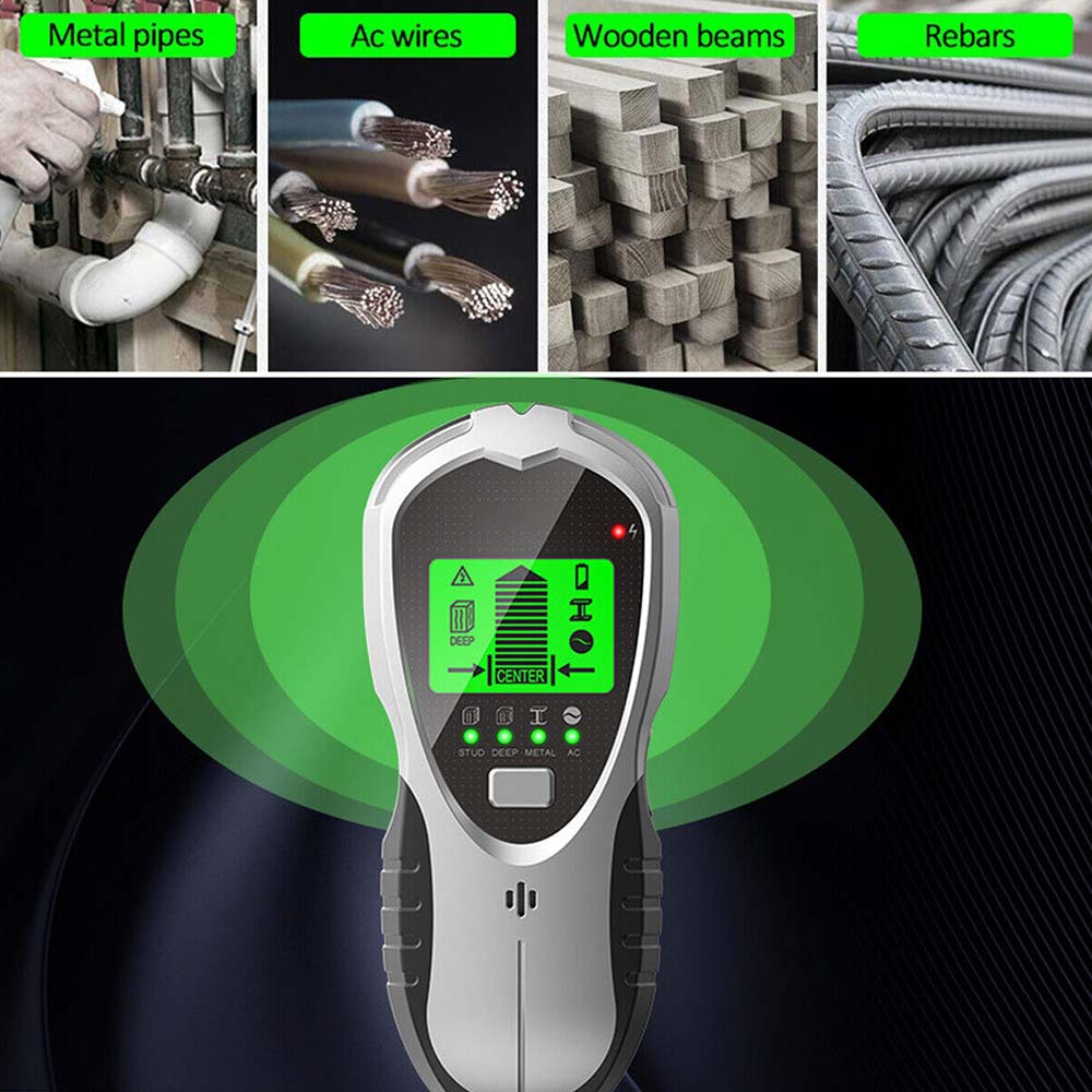 5 in 1 LCD Stud Finder Pipe Sensor Metals Wire Detector Electric Wall Scanner