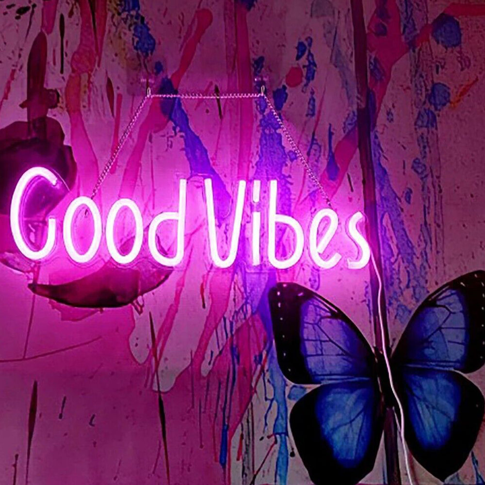 Good Vibes Neon Signs Neon Light for Décor Pink Light Bedroom Beer Bar Pub Hotel