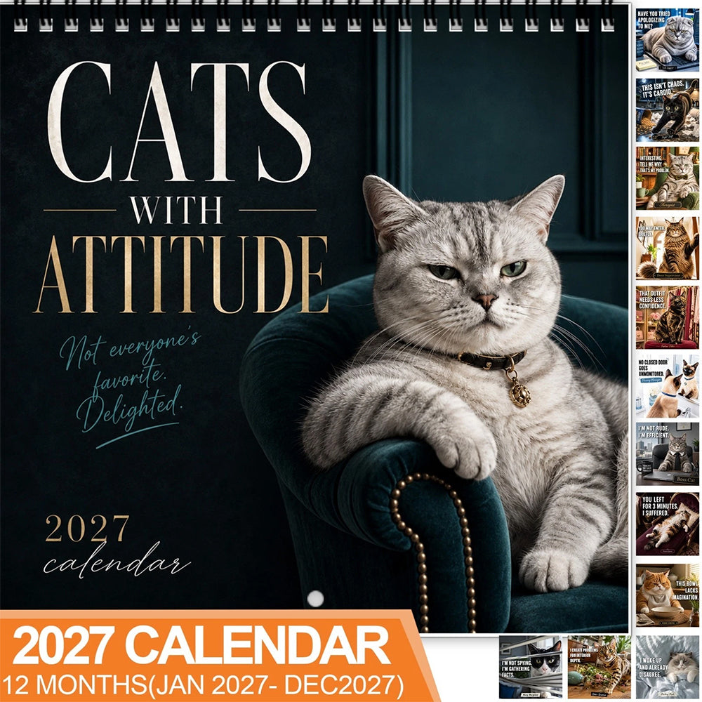 2027 Wall Calendar Cats With Attitude – Funny Sassy Cat Lover Gift