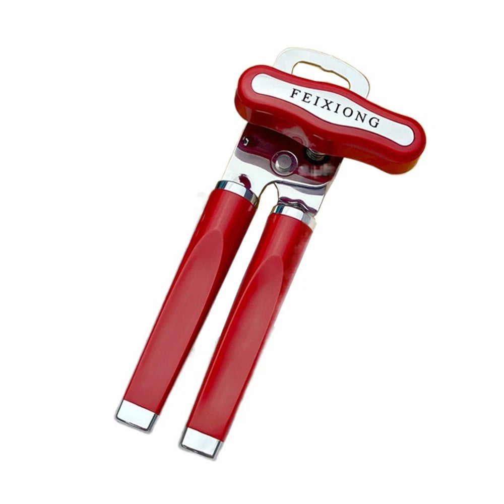 Stainless Steel Can Opener - Red Multifunctional Manual Opener Bottle Opener