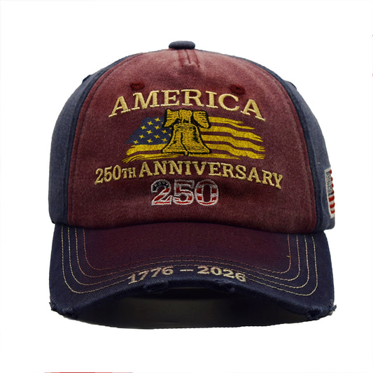 America 250th Anniversary Cap - Distressed Embroidered Baseball Hat 1776-2026