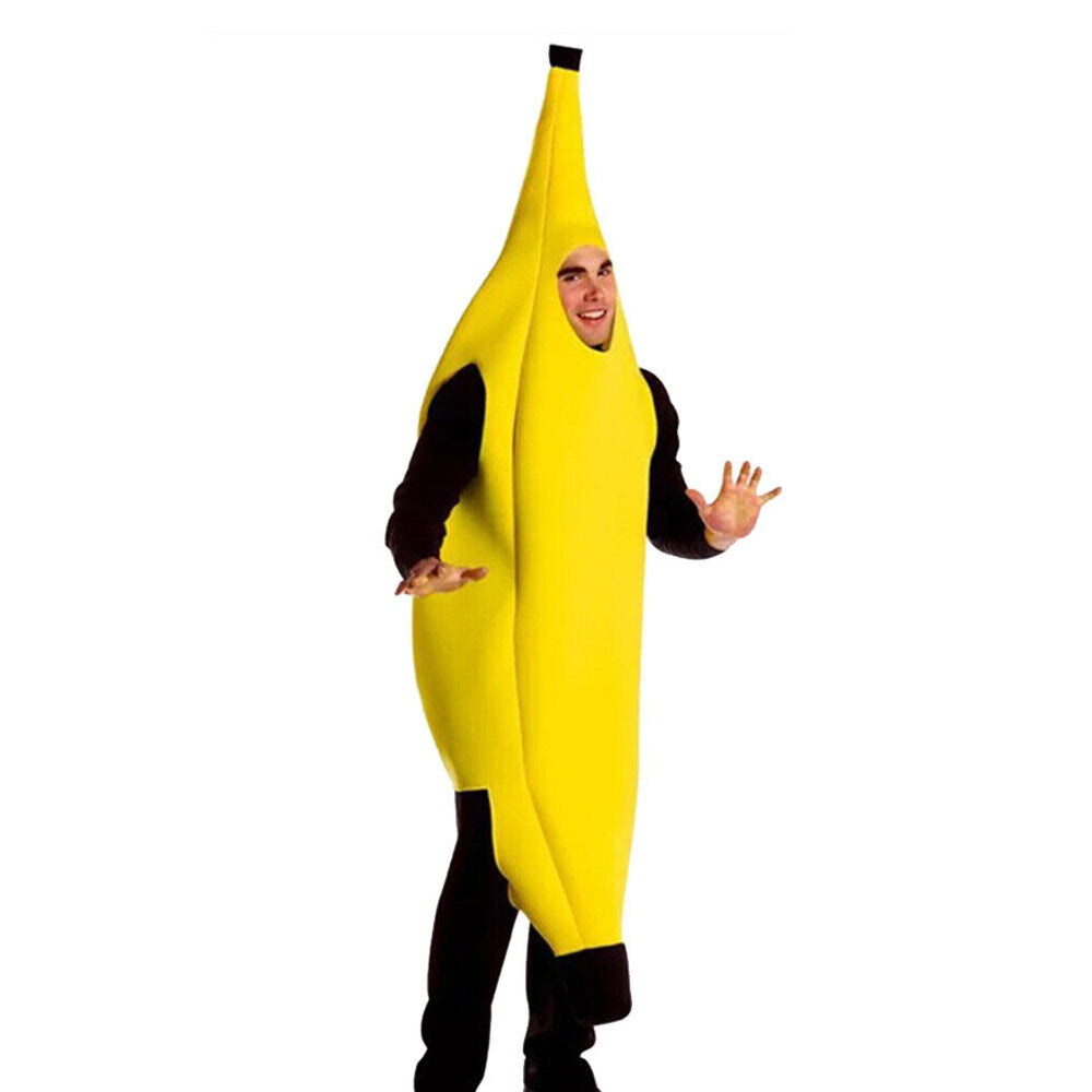 Halloween Banana Suit Dress Fancy Cosplay Costume Body Suit Outfit Adult Unisex