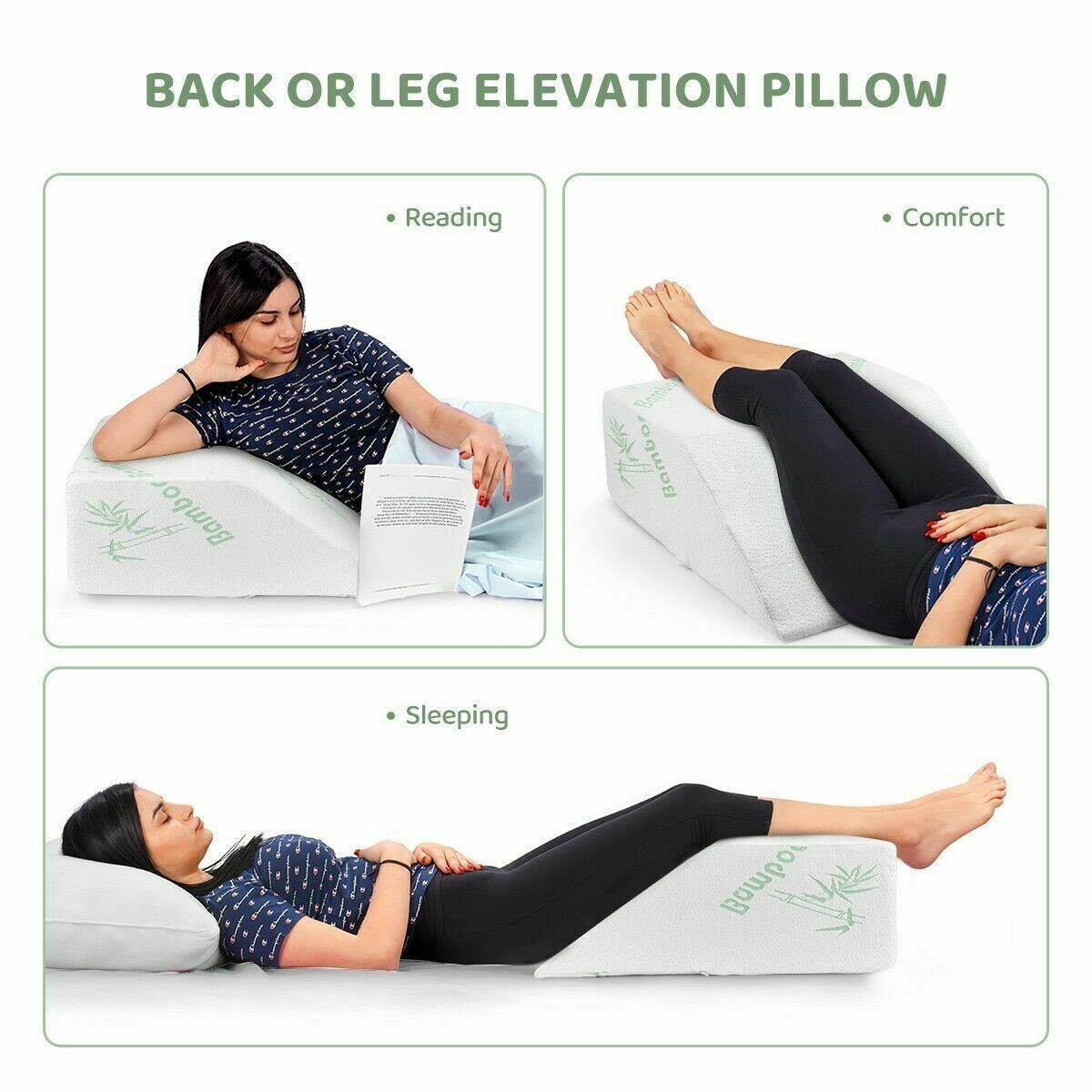 Wedge Elevation Pillow Cool Gel Memory Foam Leg Raiser Support Cushion