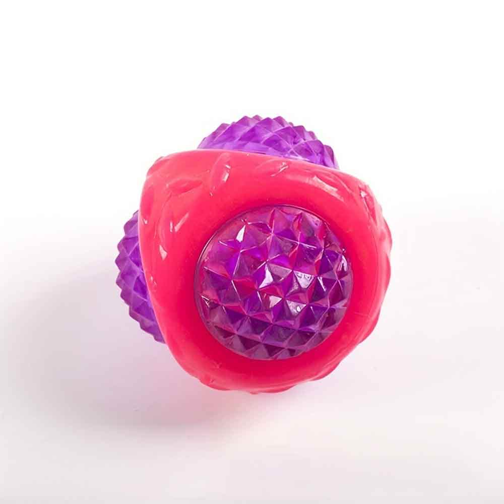3-Piece Catch & Flash Squeaky Dog Ball – Flashing Toy Lights Up in Dark, Tough Balls