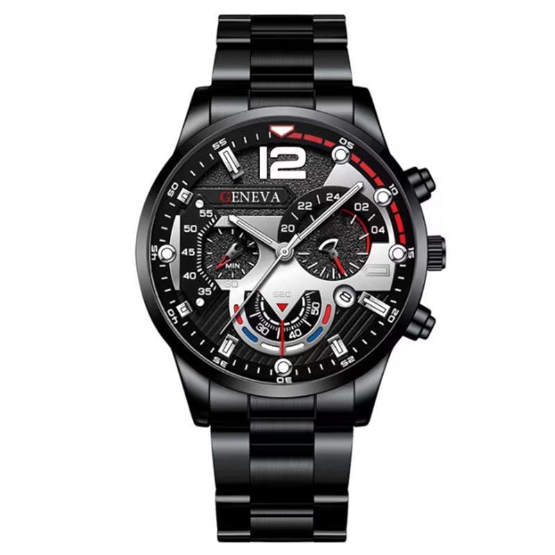 Men's Business Fashion Watch Stainless Steel Strap with FREE Gift Bracelet