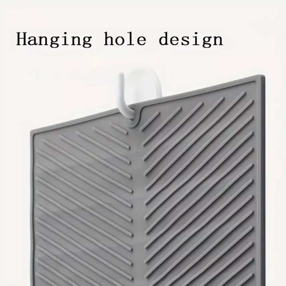 Silicone Dish Draining Mat Kitchen Washing Drainer Tray Drying Pad Grey
