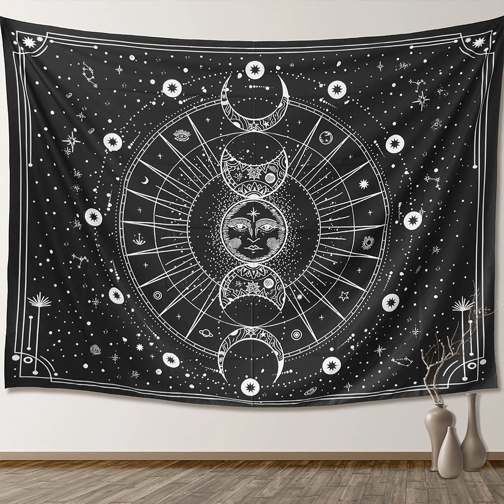 Tapestry for Bedroom Aesthetic, Sun Moon Star Large Astrology Wall Hanging 1.5*2m