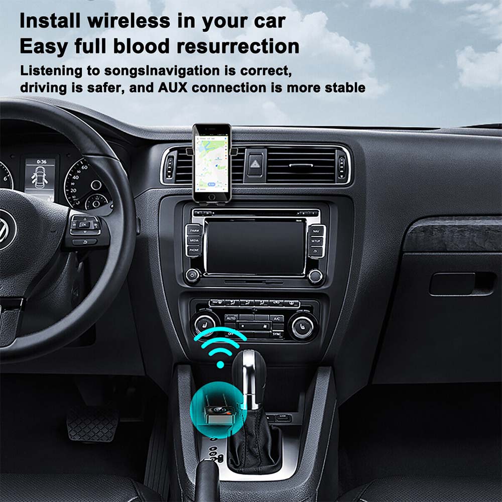 Bluetooth 5.1 Stereo Car Kit AUX 3.5mm Jack Wireless Adapter Audio Receiver