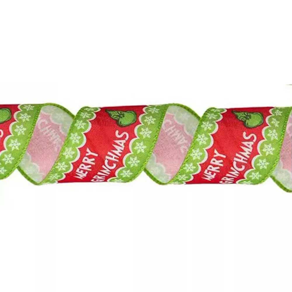 4pcs Grinchs Ribbon Wired 2.5In 4 Roll 20Yards Christmas Ribbon Wreaths Bows DIY