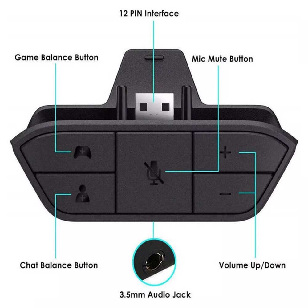 Stereo Headset Adapter Headphone Adaptor Converter for Xbox One Game Controller