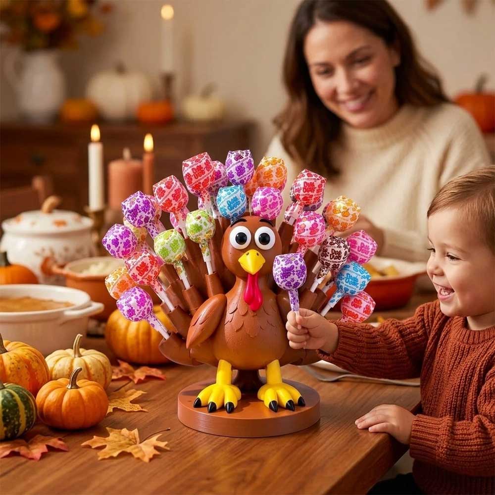 3D Turkey Lollipop Holder – Thanksgiving Candy Display Stand for Holiday Decor