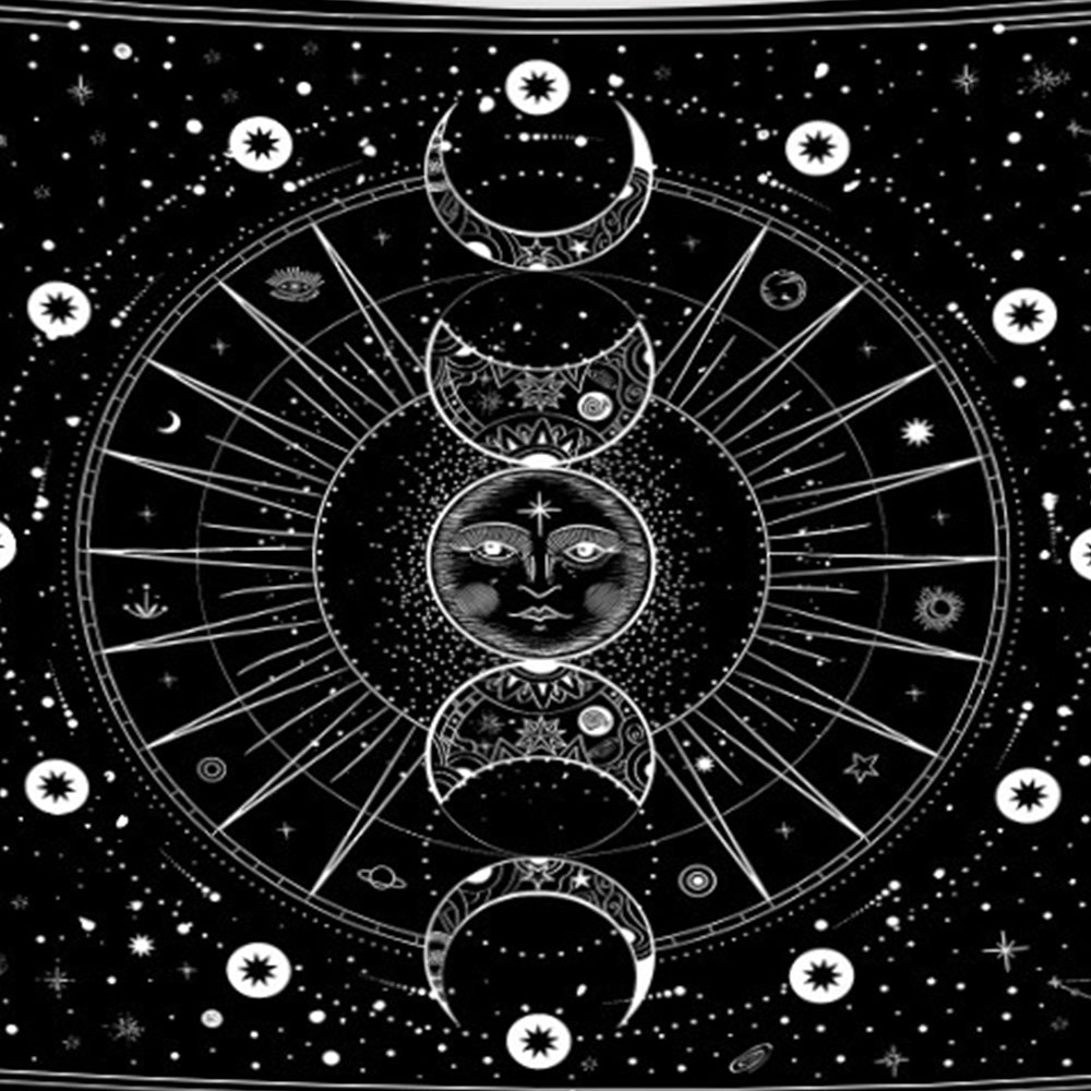 Tapestry for Bedroom Aesthetic, Sun Moon Star Large Astrology Wall Hanging 1.5*2m