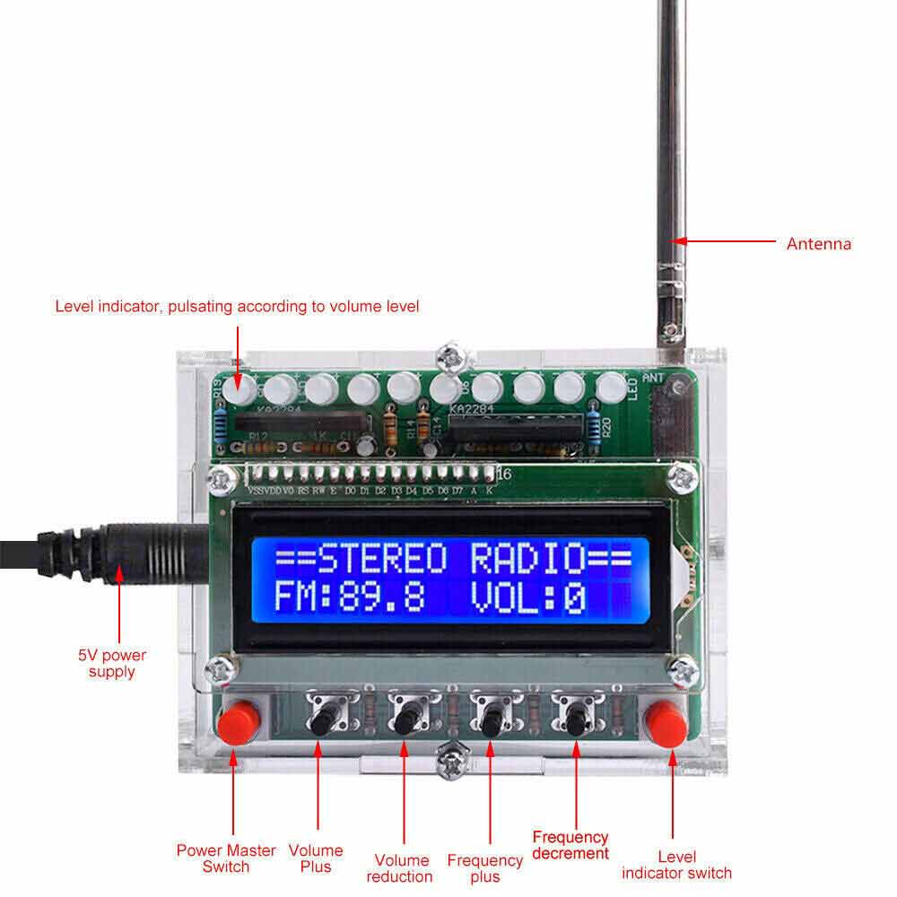 DIY Electronics Kits RDA5807 FM Radio-Receiver 5W Amplifier Audio Indicator