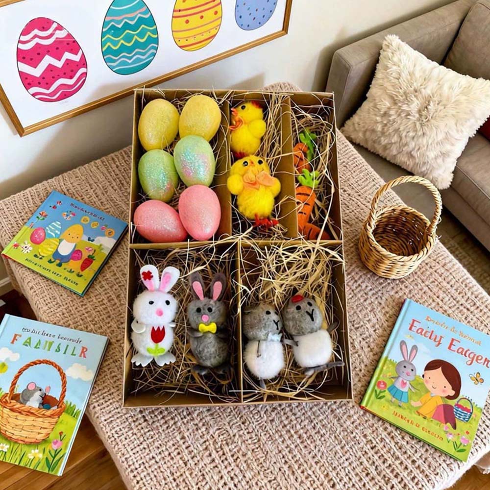 Carrot Egg Bunny Chick Easter Decorations Set - Plastic & Felt Party Items for Spring