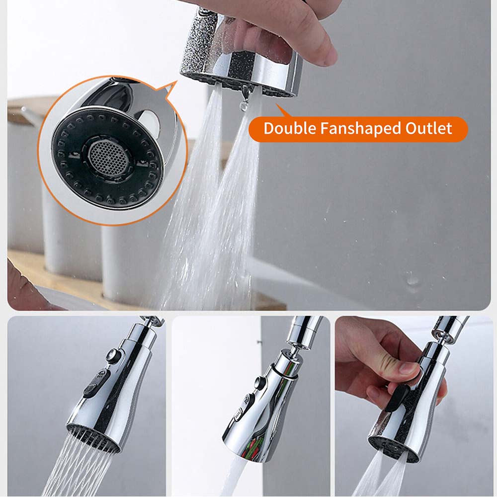 360° Kitchen Sink Faucet Sprayer Head Swivel Extender Nozzle Replacement 3Levels