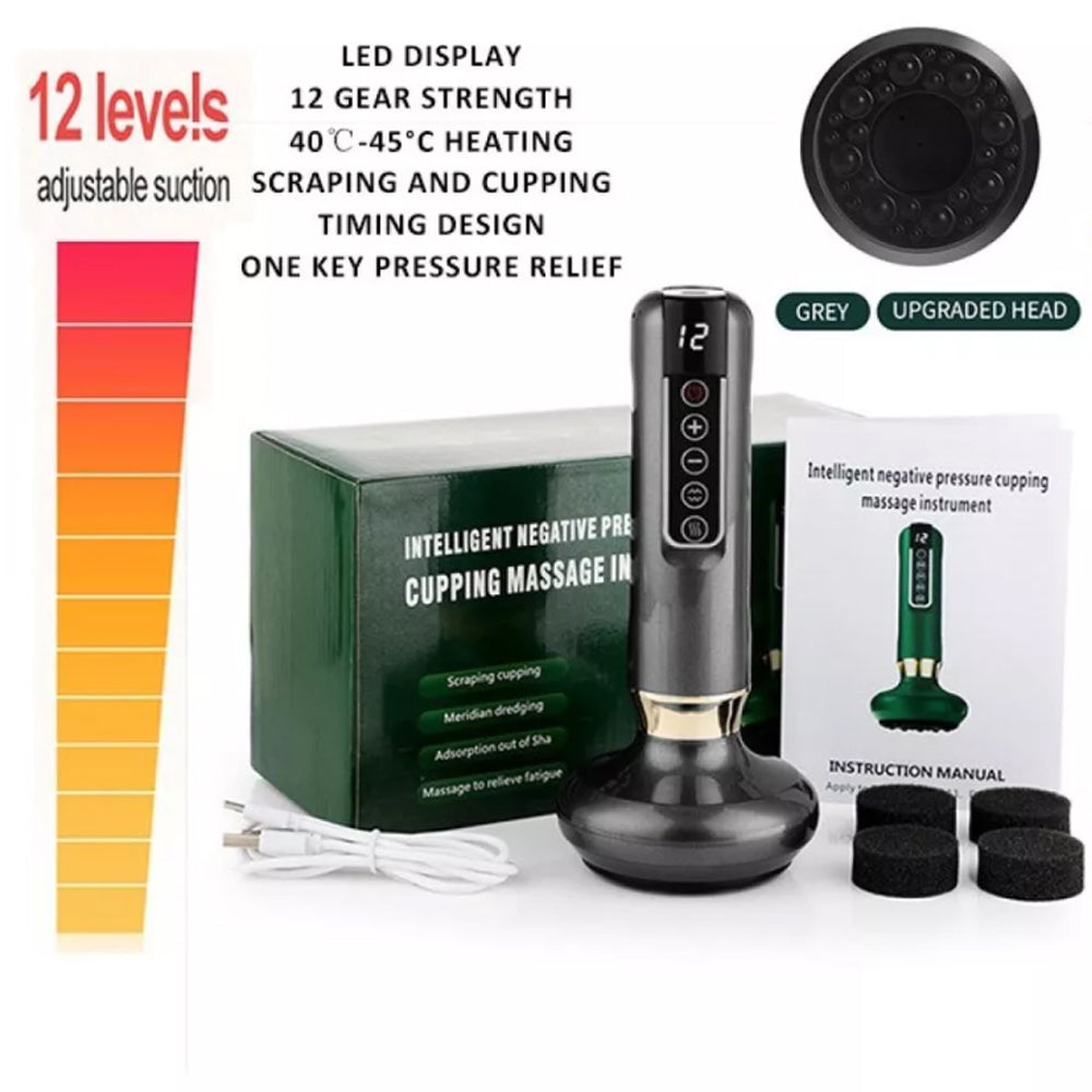 12 levels Electric Cupping Massager Vacuum Suction Cup GuaSha Anti Cellulite USB Charging