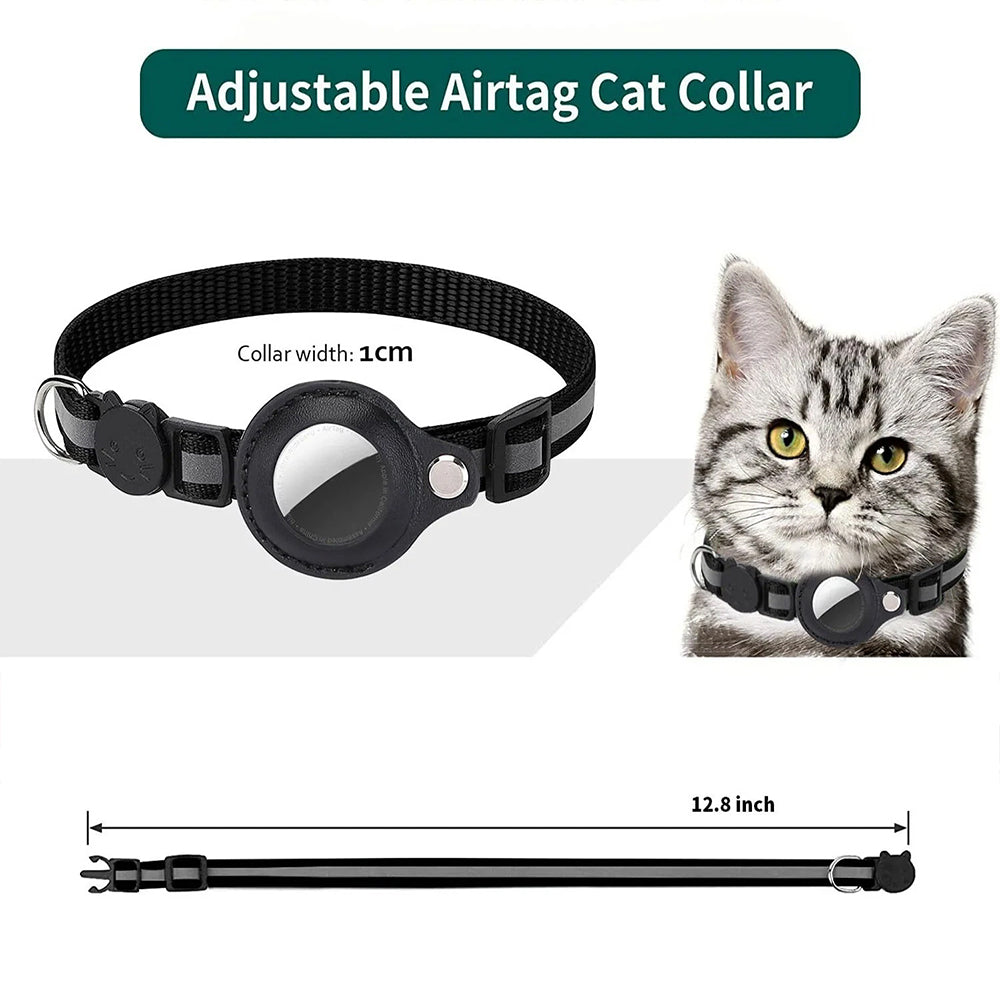 Reflective AirTag Cat Collar – Breakaway Safety Collar with Bell & Case