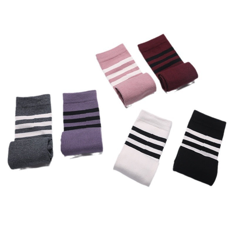 Non-Slip Women's Yoga Socks – Mid-Calf Striped for Indoor Floor & Pilates