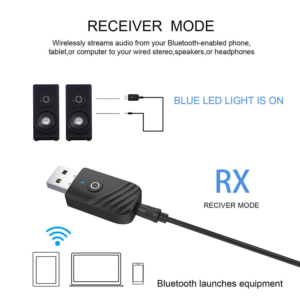 Wireless Bluetooth5.0 Adapter AUX Audio Stereo Receiver Music Speaker Transmitter